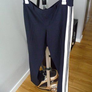 TAHARI TRENDY NEW women's fine wool blend navy side cream stripes dress pants 12